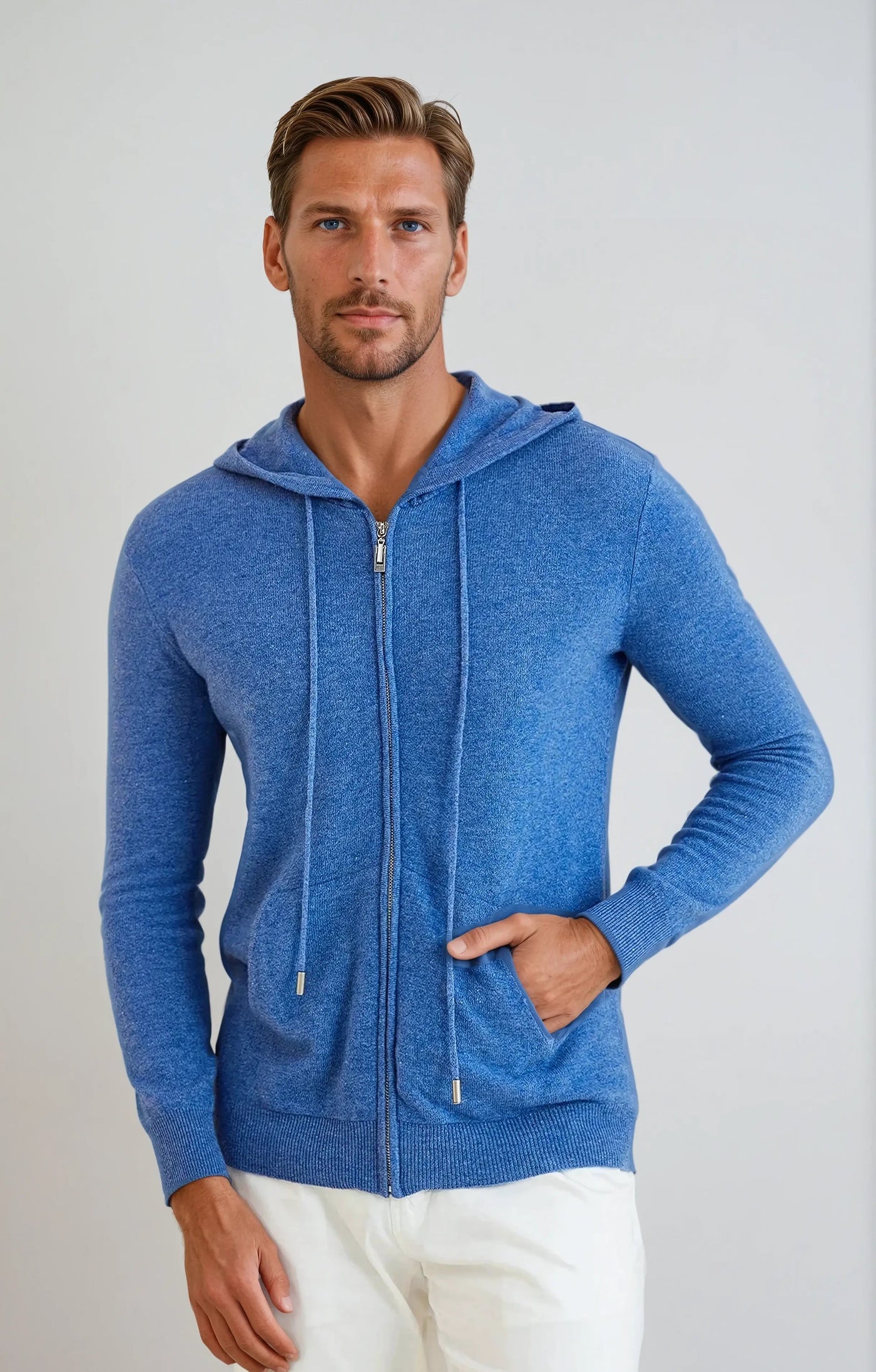 Gabriel - Cashmere Zip-Up Hooded Cardigan