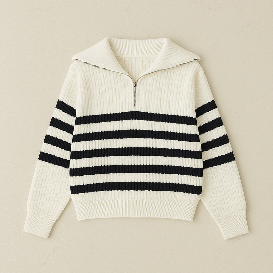 Nautical Ribbed Half-Zip Sweater