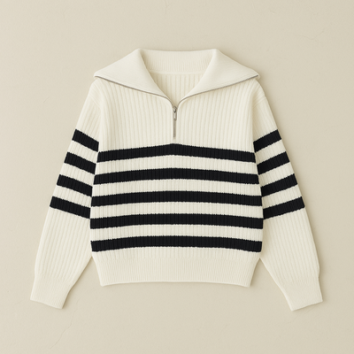 Nautical Ribbed Half-Zip Sweater