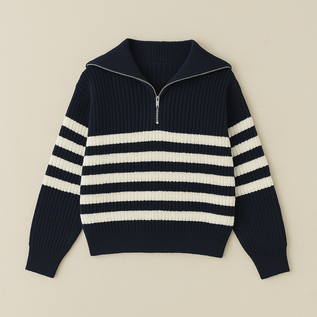 Nautical Ribbed Half-Zip Sweater