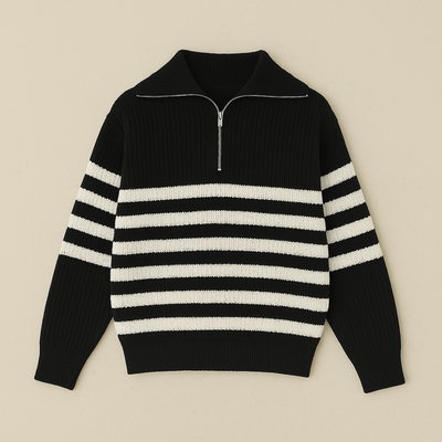 Nautical Ribbed Half-Zip Sweater