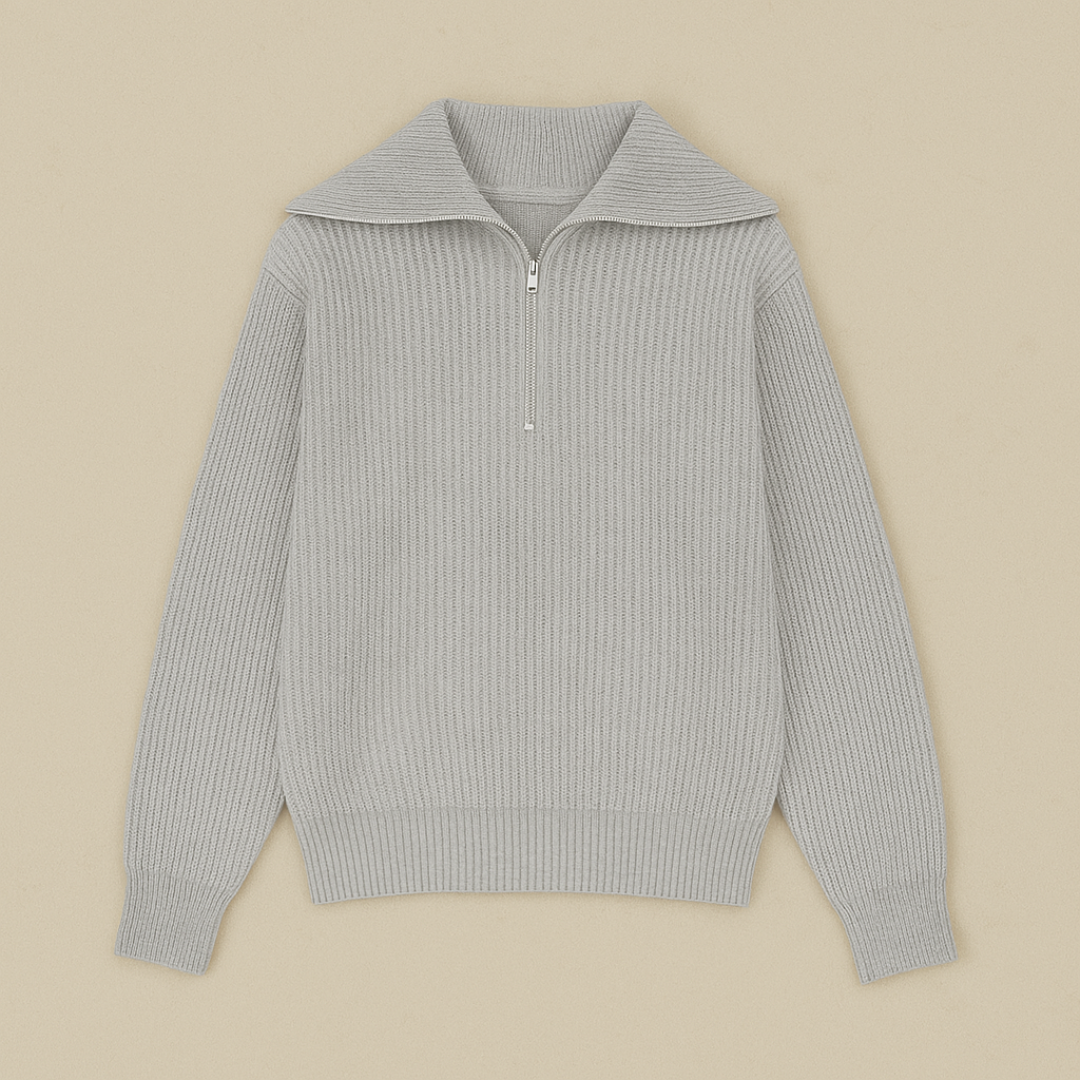 Nautical Ribbed Half-Zip Sweater