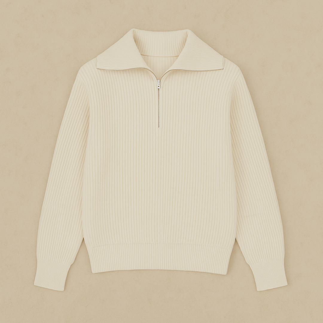 Nautical Ribbed Half-Zip Sweater