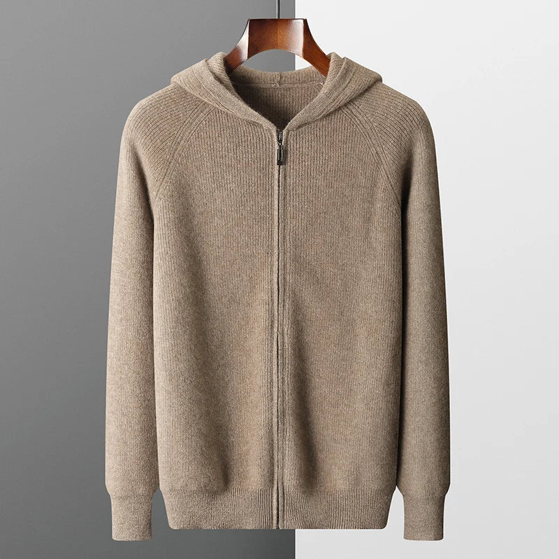 Men's full zip knit jumper
