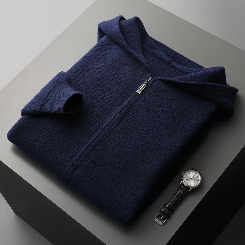 Men's full zip knit jumper