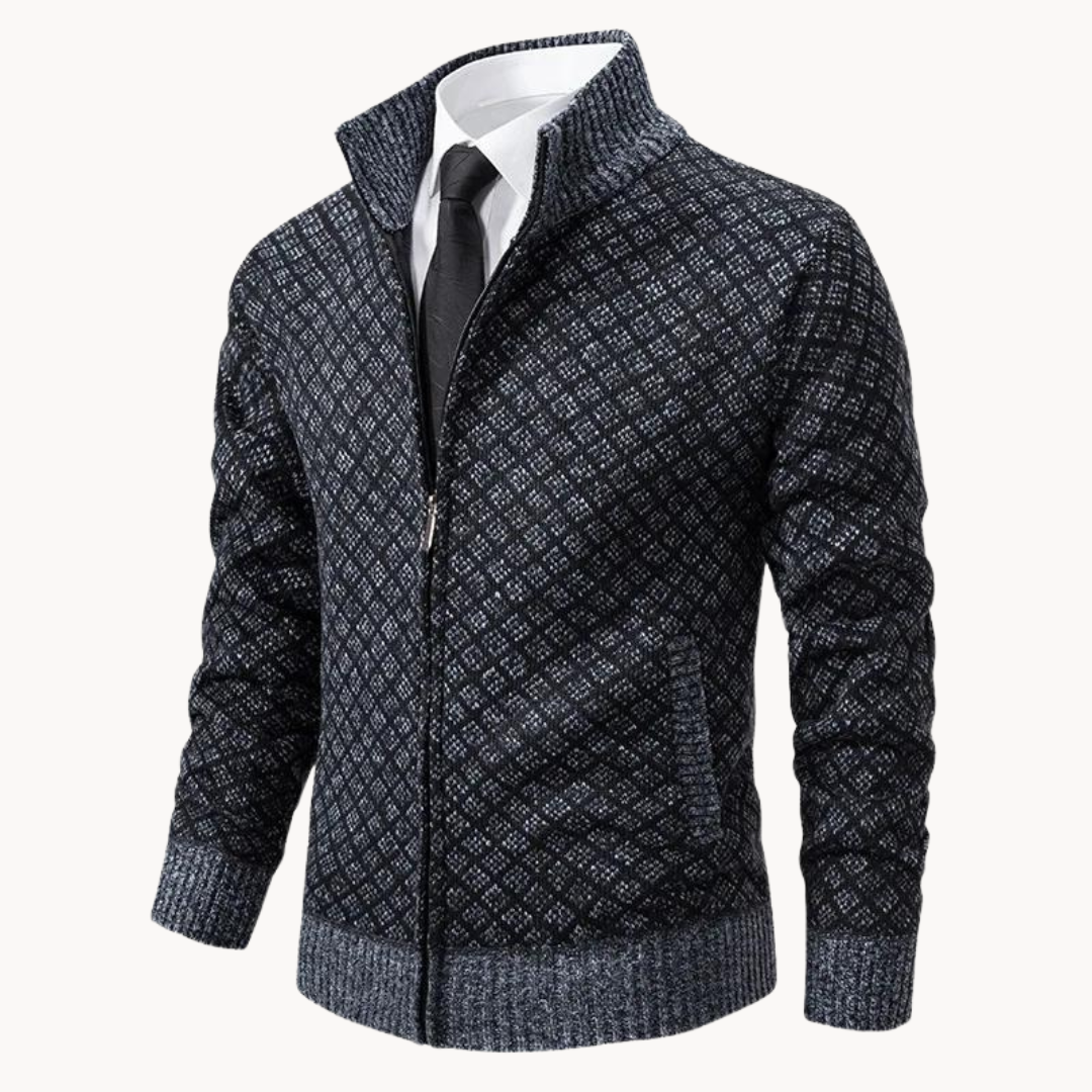 Elegant Jacquard Knit Turtleneck Sweater