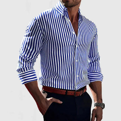 Elegant Striped Cotton Overshirt