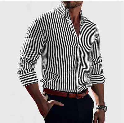 Elegant Striped Cotton Overshirt