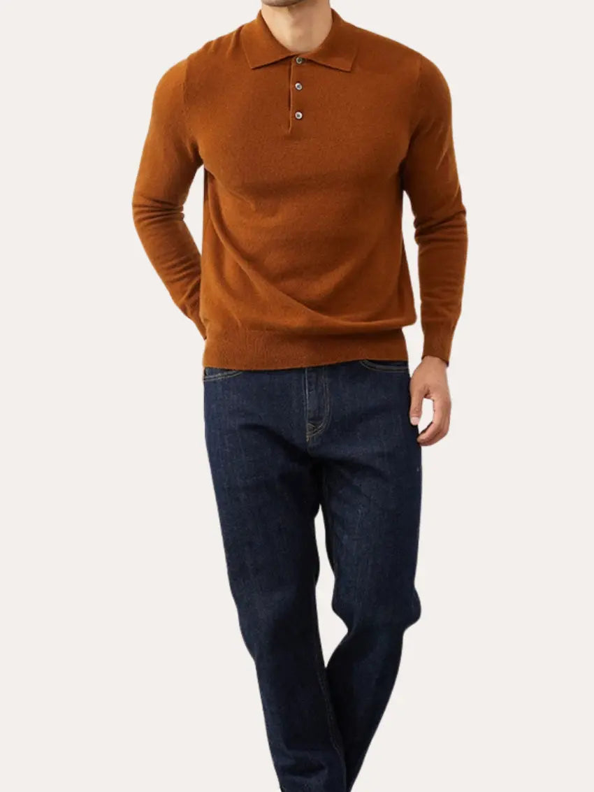 Old Money Cashmere Polo Sweater
