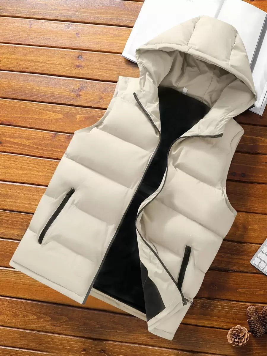 Hooded Color Block Puffer Vest