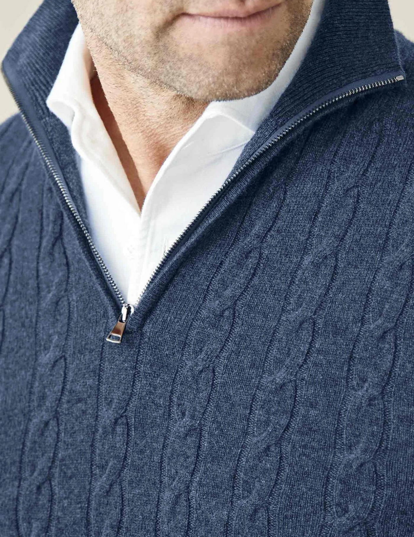 Italian Cable Knit Zipper Sweater