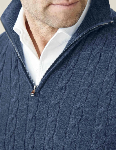Italian Cable Knit Zipper Sweater
