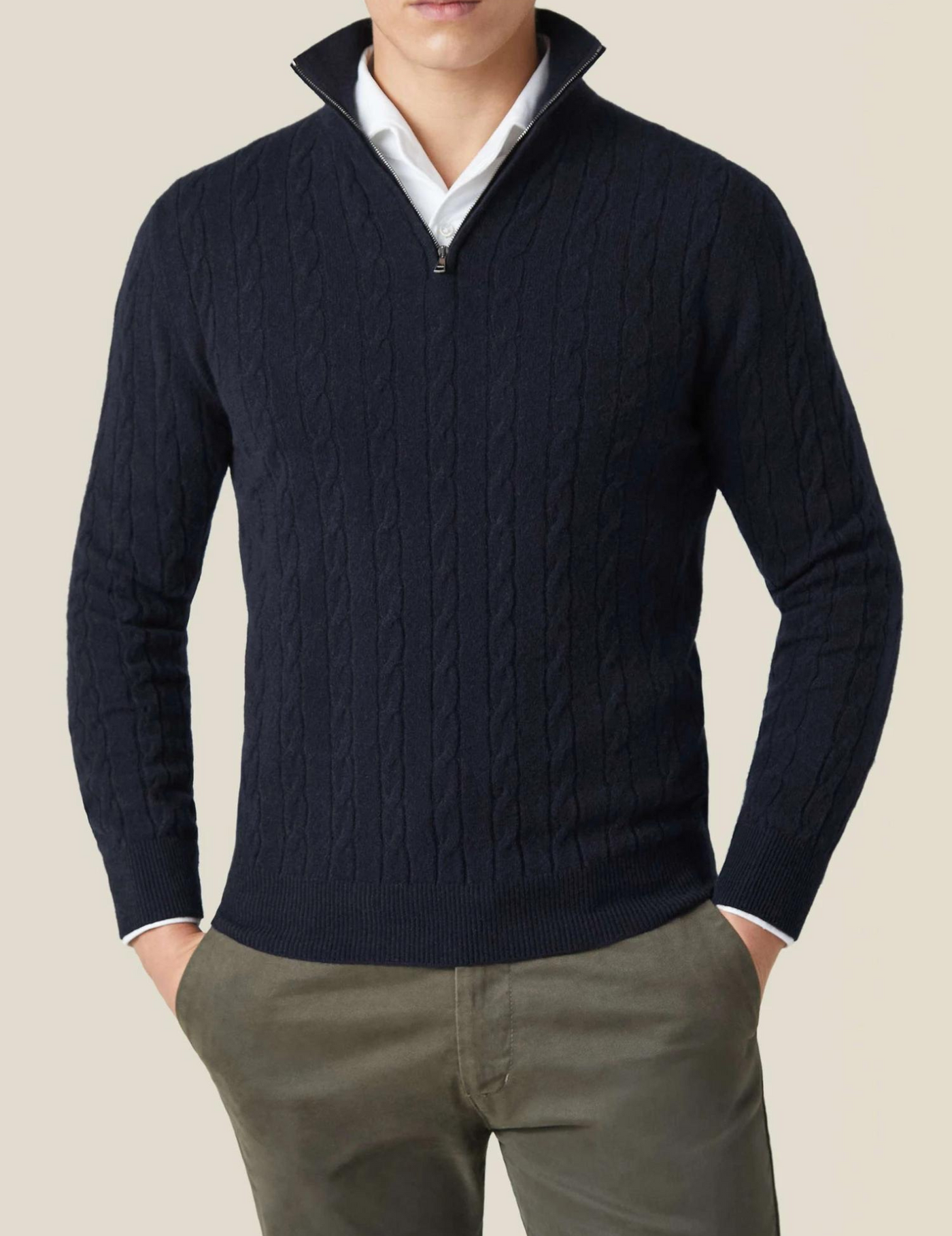 Italian Cable Knit Zipper Sweater