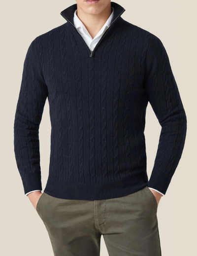 Italian Cable Knit Zipper Sweater