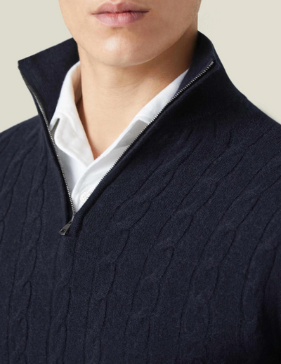 Italian Cable Knit Zipper Sweater