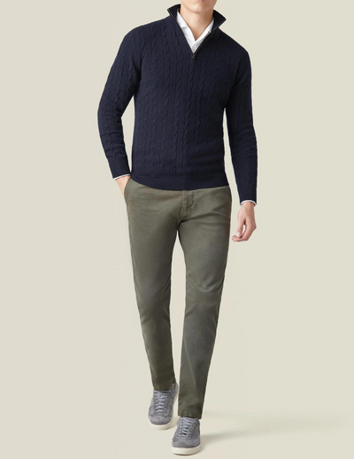 Italian Cable Knit Zipper Sweater