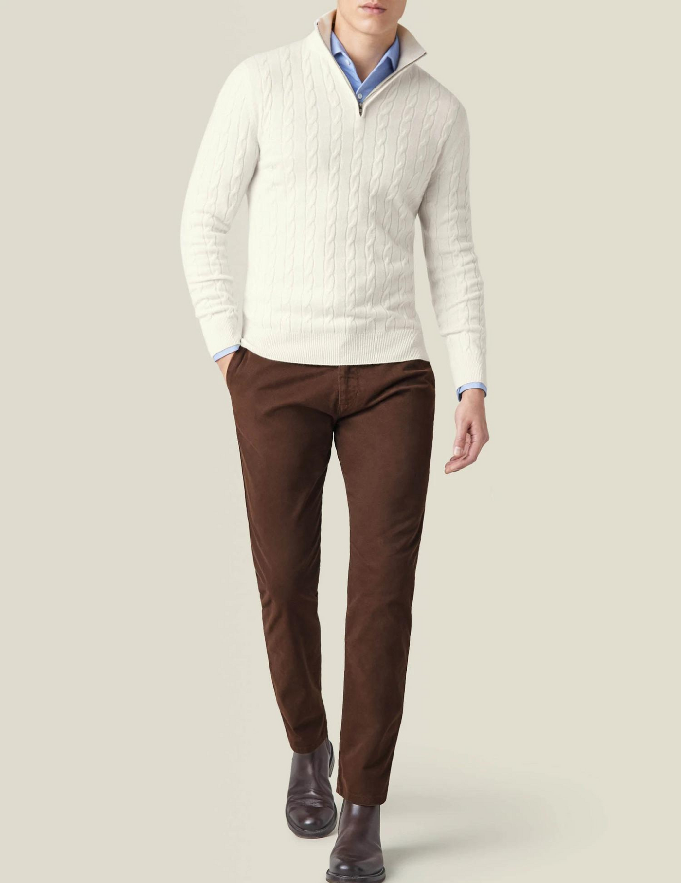 Italian Cable Knit Zipper Sweater