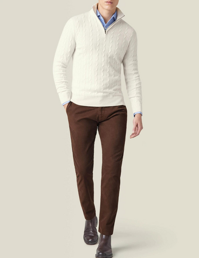 Italian Cable Knit Zipper Sweater