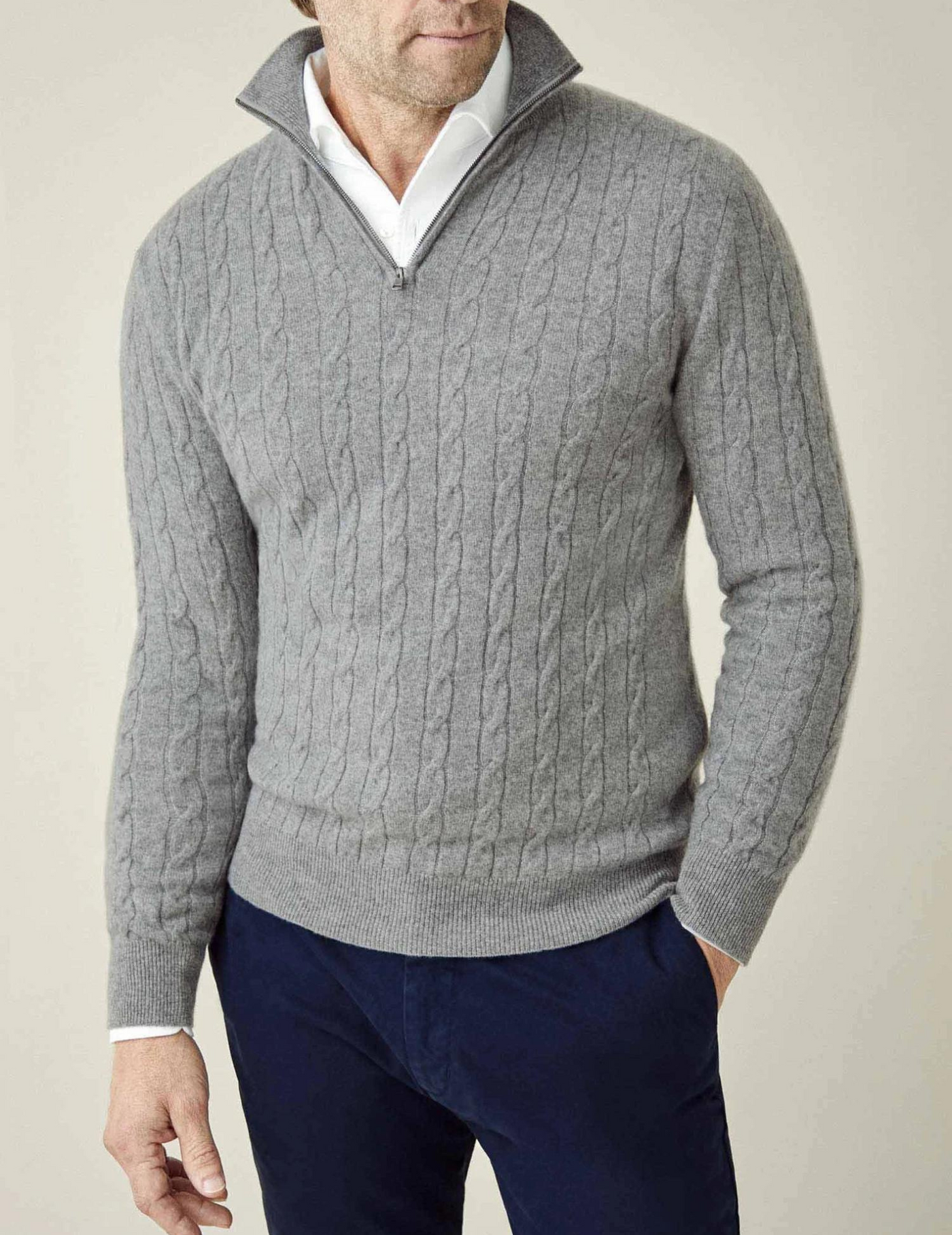 Italian Cable Knit Zipper Sweater