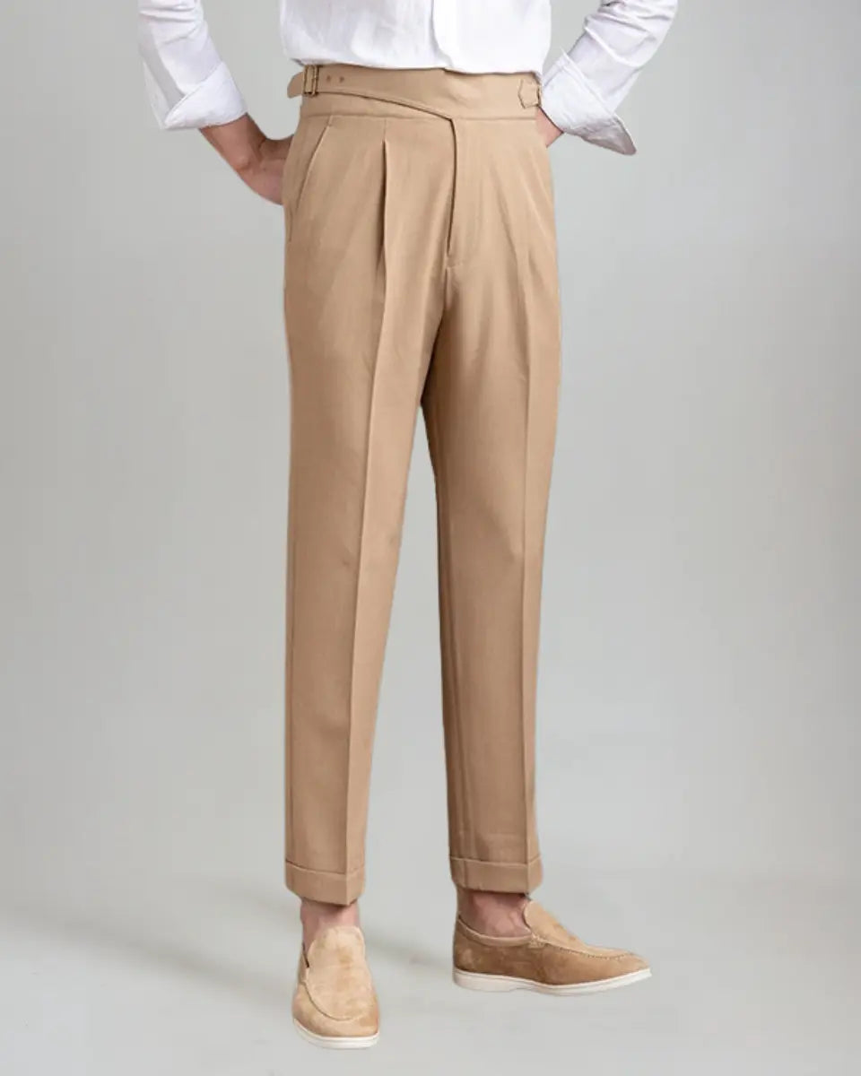 Old Money Khaki Pleated Pants