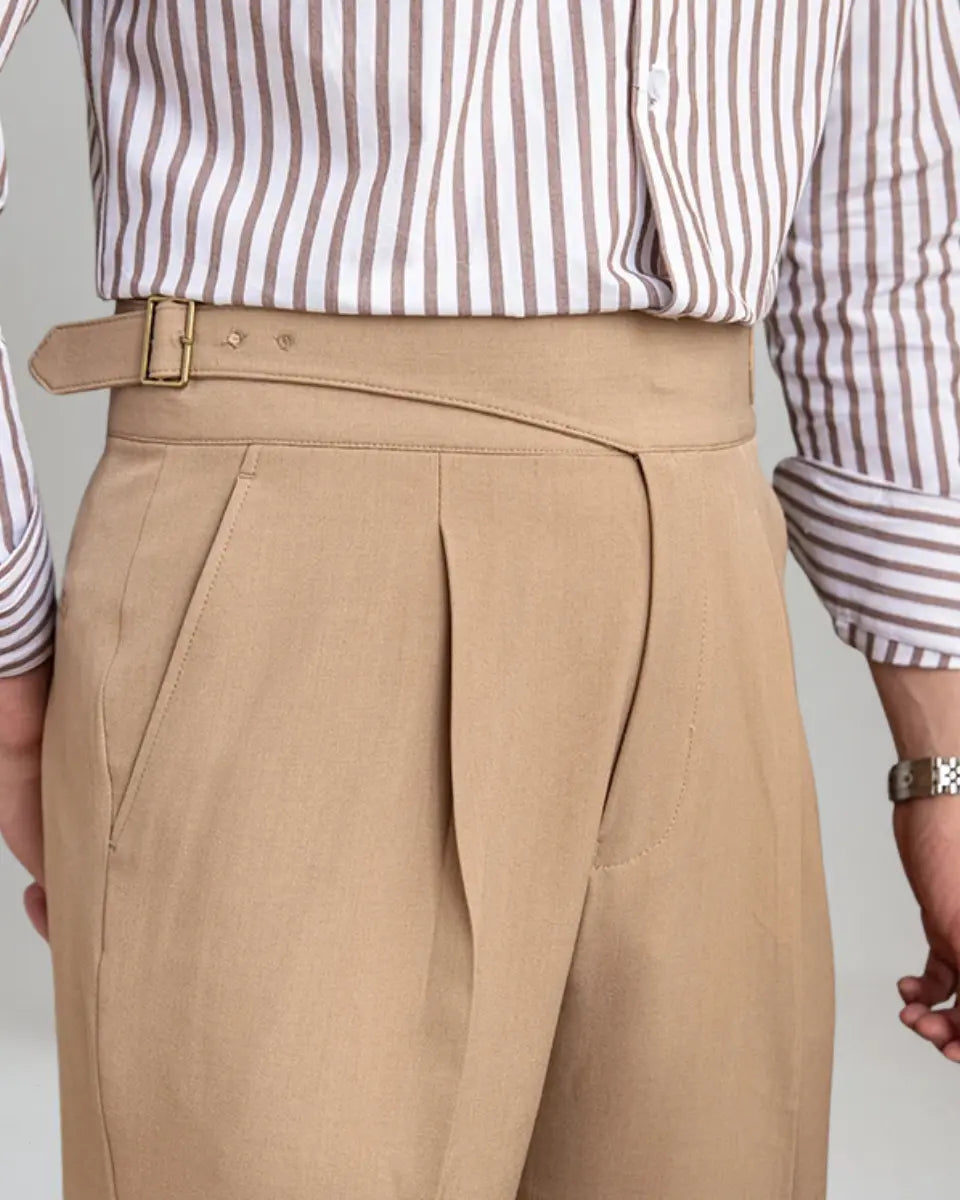 Old Money Khaki Pleated Pants