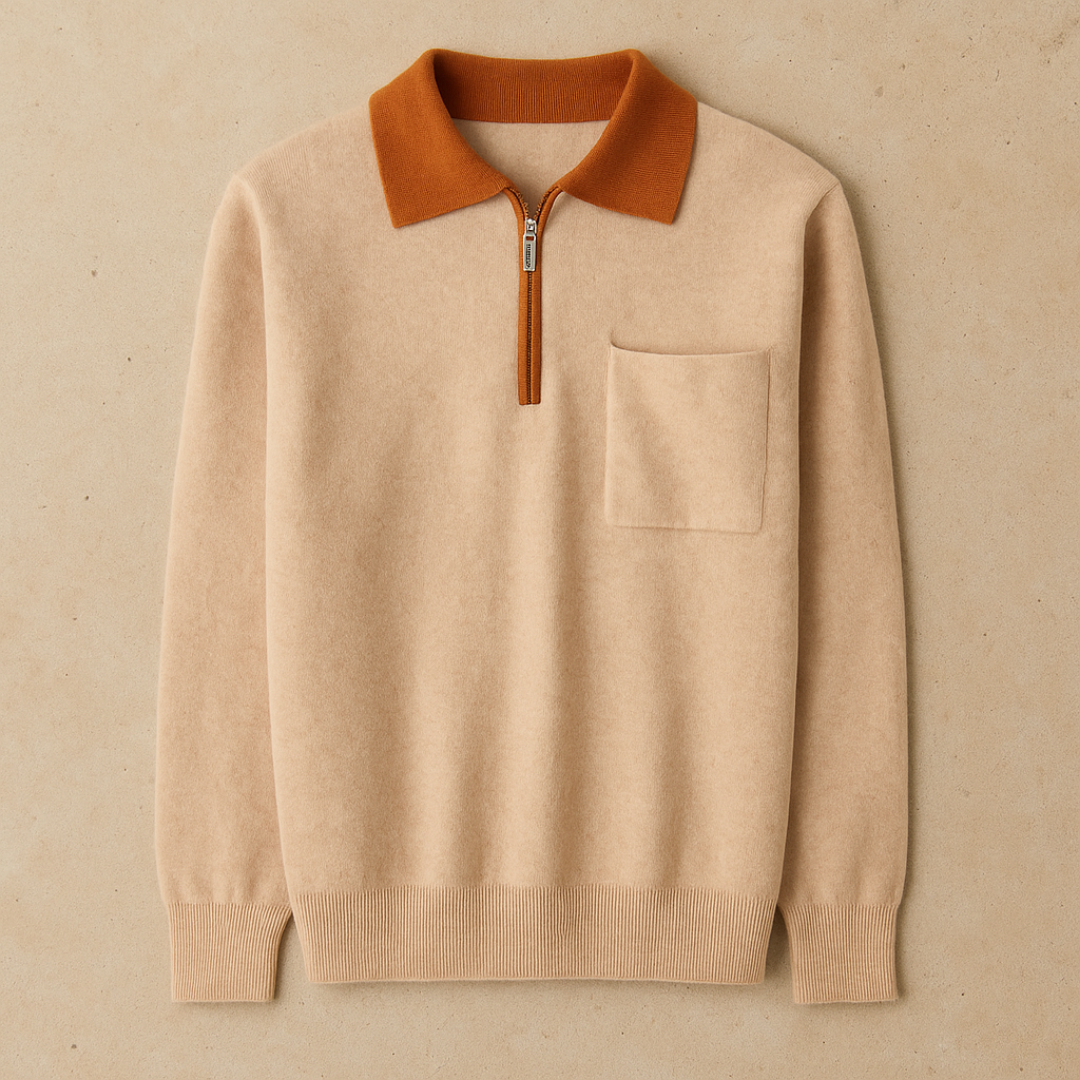 Cashmere Half-Zip Knit Polo