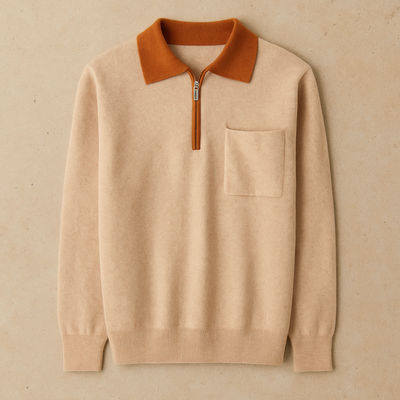 Cashmere Half-Zip Knit Polo