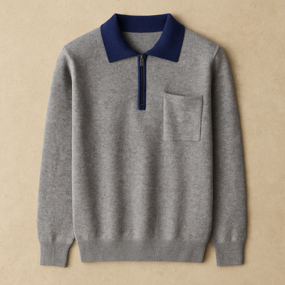 Cashmere Half-Zip Knit Polo