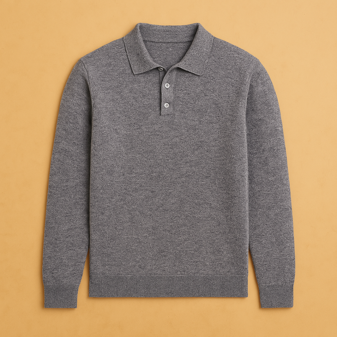 Cashmere Blend Long Sleeve Polo