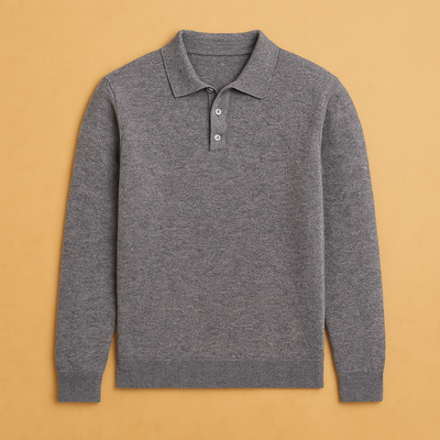 Cashmere Blend Long Sleeve Polo