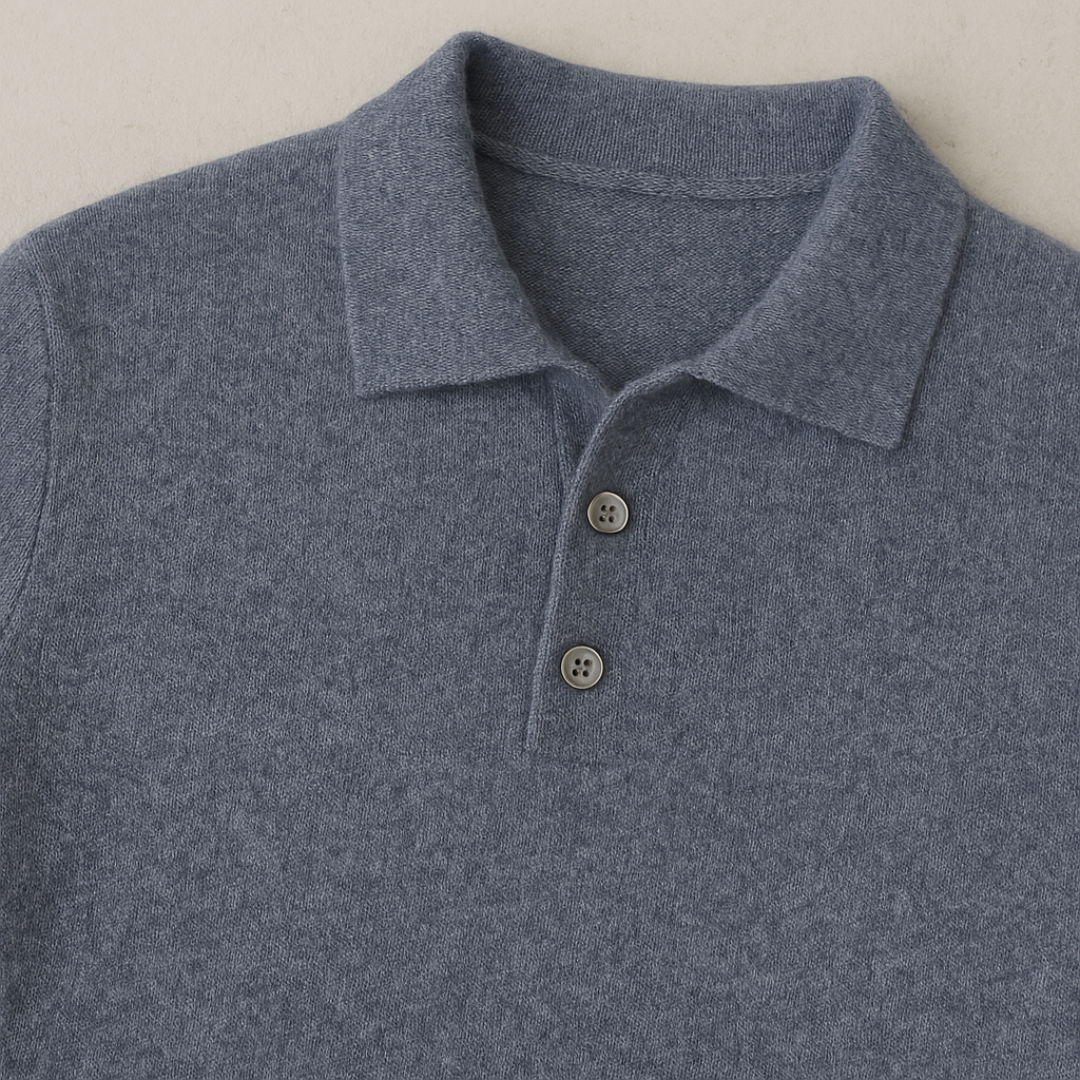 Cashmere Blend Long Sleeve Polo