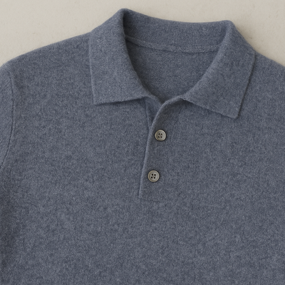 Cashmere Blend Long Sleeve Polo