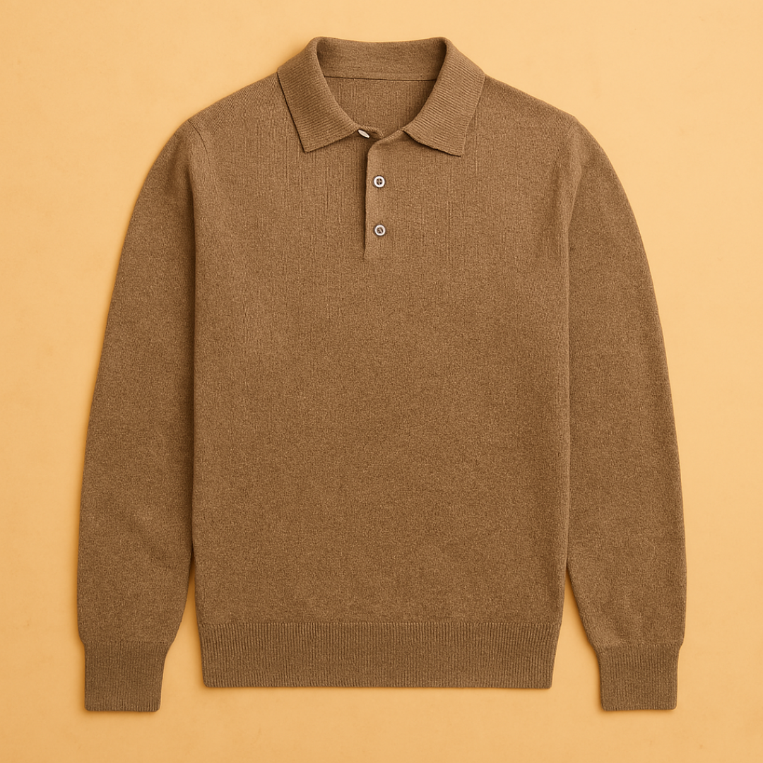 Cashmere Blend Long Sleeve Polo