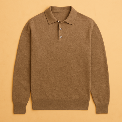Cashmere Blend Long Sleeve Polo