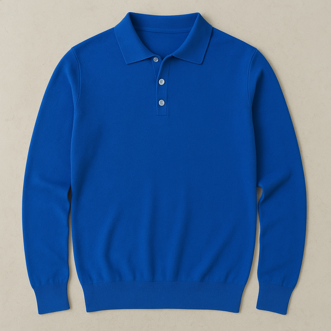 Cashmere Blend Long Sleeve Polo