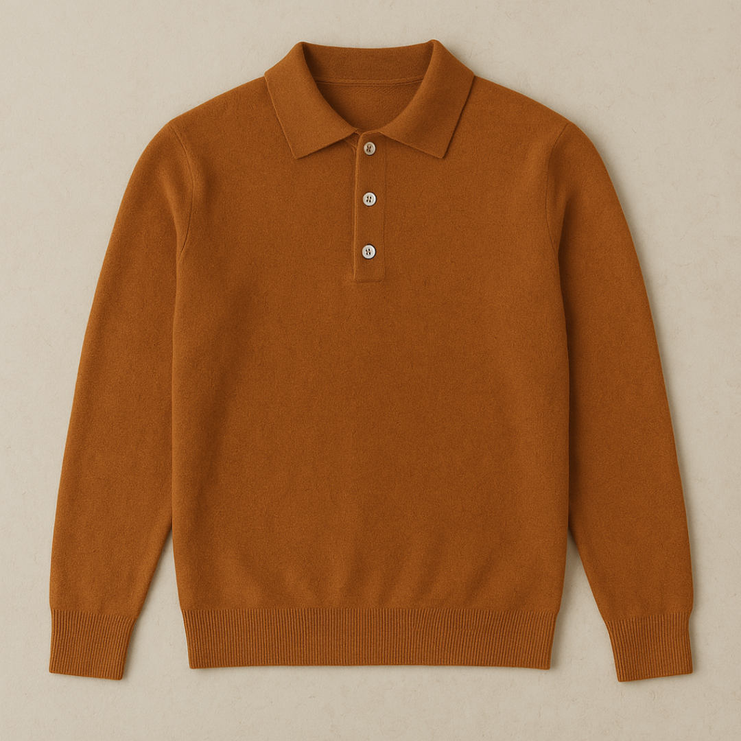 Cashmere Blend Long Sleeve Polo
