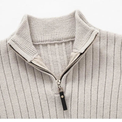 Stripe Cotton Half-Zip Sweater