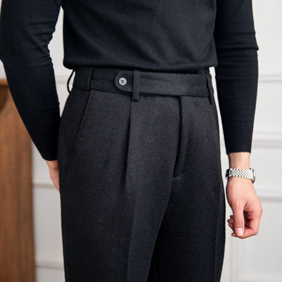 Tailored Herringbone Trousers Black Men