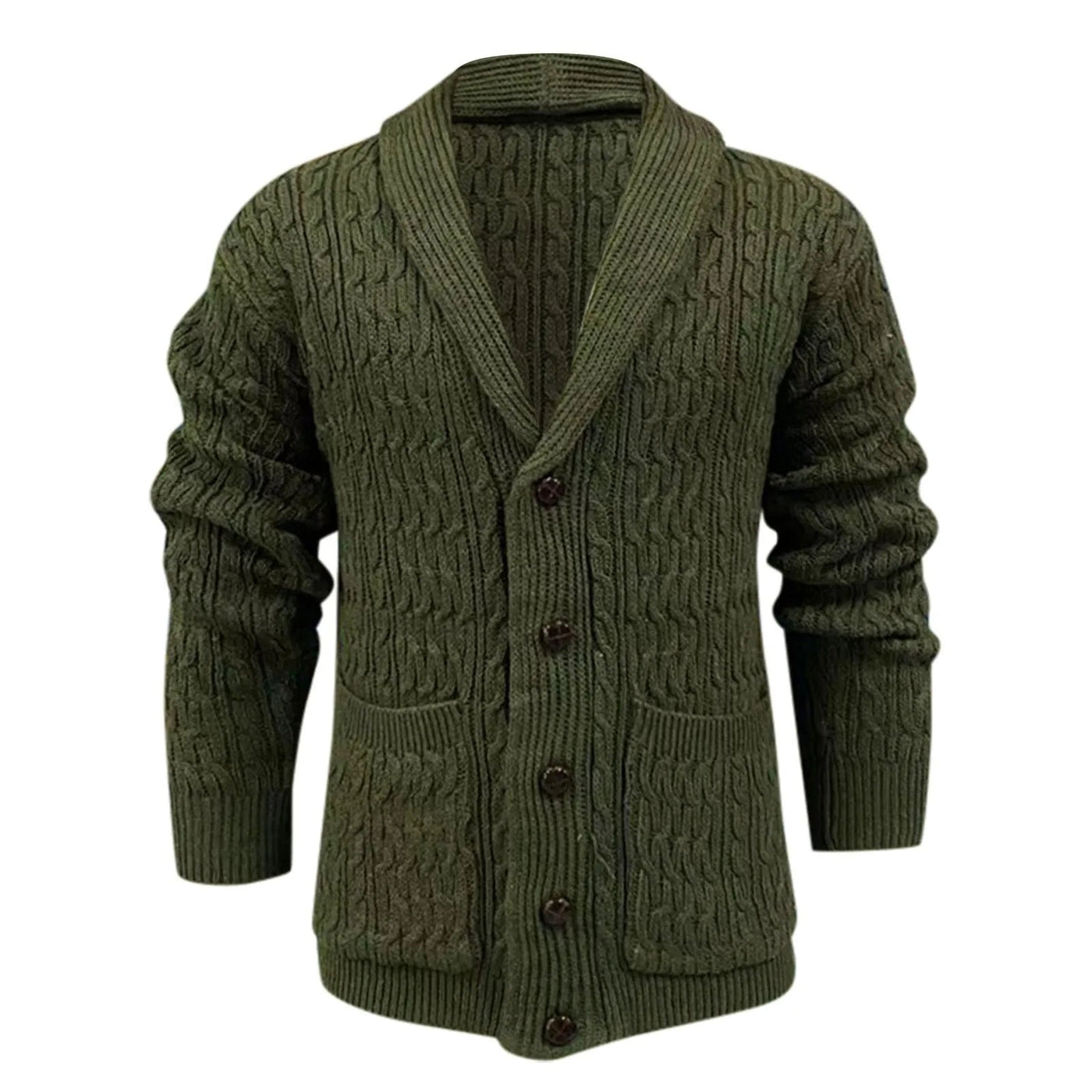 Men’s Chunky Knit Shawl Collar Jumper