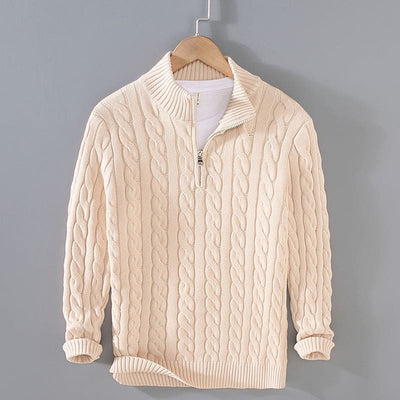 Men’s Quarter-Zip Chunky Knit Jumper