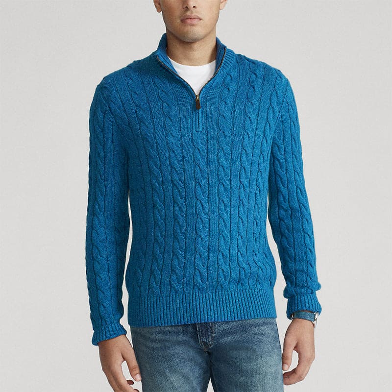 Men’s Quarter-Zip Chunky Knit Jumper