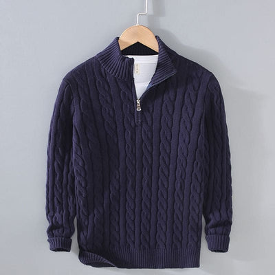 Men’s Quarter-Zip Chunky Knit Jumper