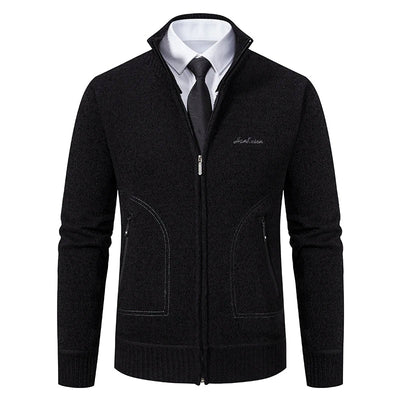 Men’s Winter Full-Zip Ribbed Knit Jumper