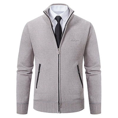 Men’s Winter Full-Zip Ribbed Knit Jumper
