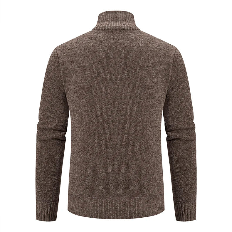 Men’s Winter Full-Zip Ribbed Knit Jumper