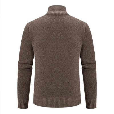 Men’s Winter Full-Zip Ribbed Knit Jumper