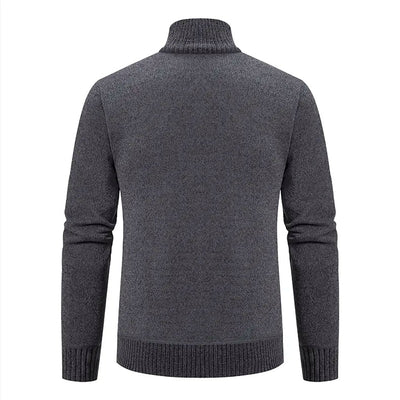 Men’s Winter Full-Zip Ribbed Knit Jumper