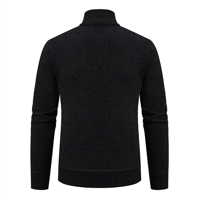 Men’s Winter Full-Zip Ribbed Knit Jumper