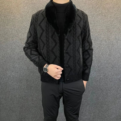 Men's Faux Fur Collar Winter Coat