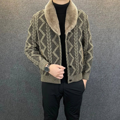 Men's Faux Fur Collar Winter Coat